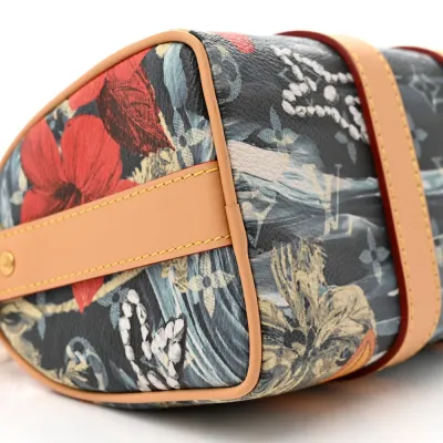 Louis Vuitton Surfin Keepall Bandouliere 25 Navy Blue Monogram Canvas Gold Hardware