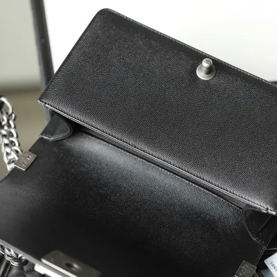 Chanel Lleboy Black Quilted Shiny Calfskin Leather / Quilted Caviar Leather Shoulder Bags Crossbody Bags