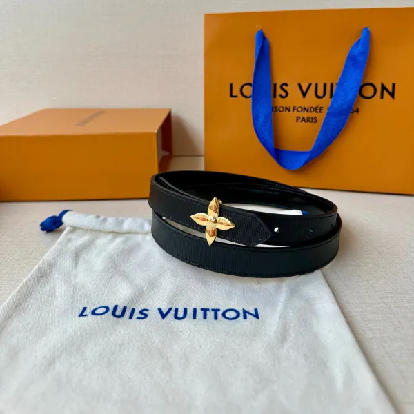 Louis Vuitton Women's Flowergram Reversible Belt In Black/White/Blue Monogram Reverse Canvas With Gold/Silver Hardware 20mm - Image 3