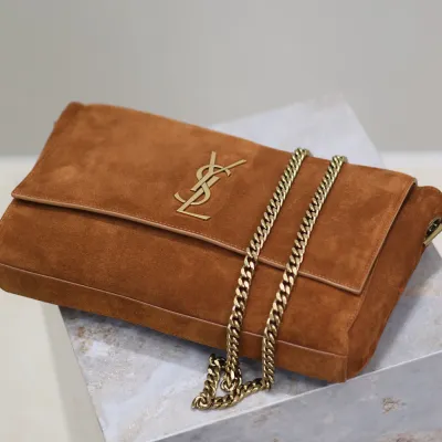 Saint Laurent Khaki Kate Reversible Chain Bag (Suede & Smooth Leather / Suede & Crocodile Pattern) Crossbody Bags