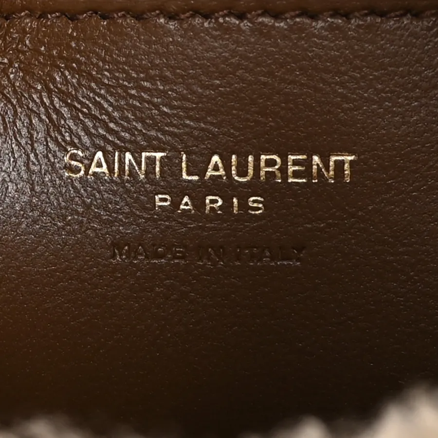 Saint Laurent Mini Le 5 À 7 Hobo Natural Beige Shearling Gold Hardware