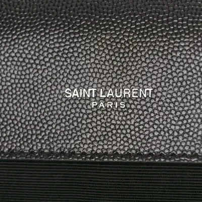 Saint Laurent Large Satchel Black Triquilt Monogram Grain De Poudre Textured Mixed Matelasse Leather Silver Hardware