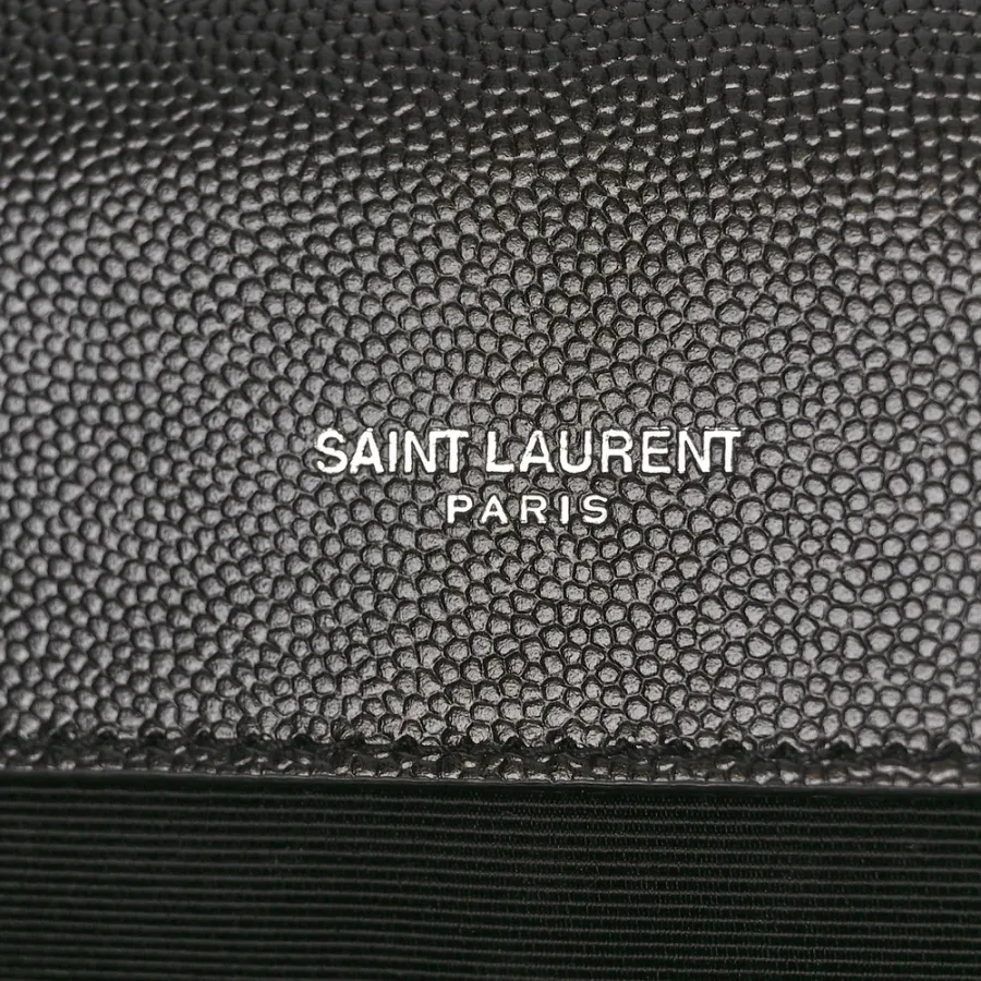 Saint Laurent Large Satchel Black Triquilt Monogram Grain De Poudre Textured Mixed Matelasse Leather Silver Hardware