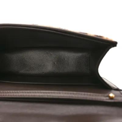 Valentino Garavani Small VLogo Locò Shoulder Bag Brown Multicolor Pony Hair Leopard Gold Hardware