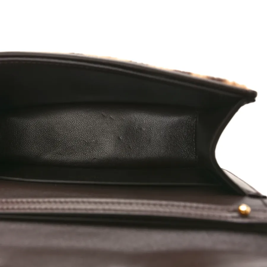 Valentino Garavani Small VLogo Locò Shoulder Bag Brown Multicolor Pony Hair Leopard Gold Hardware