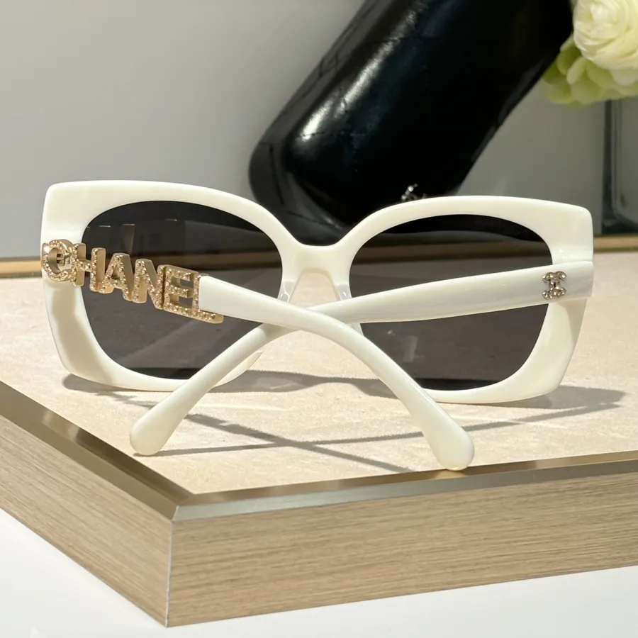 CHANEL square frame glasses white color SIZE 53-17-140