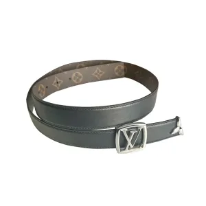 Louis Vuitton Women's Line Ellipse Reversible Belt In Black/Pink/White Calfskin And Monogram Canvas With Gold/Silver/Gun Black Hardware 30mm