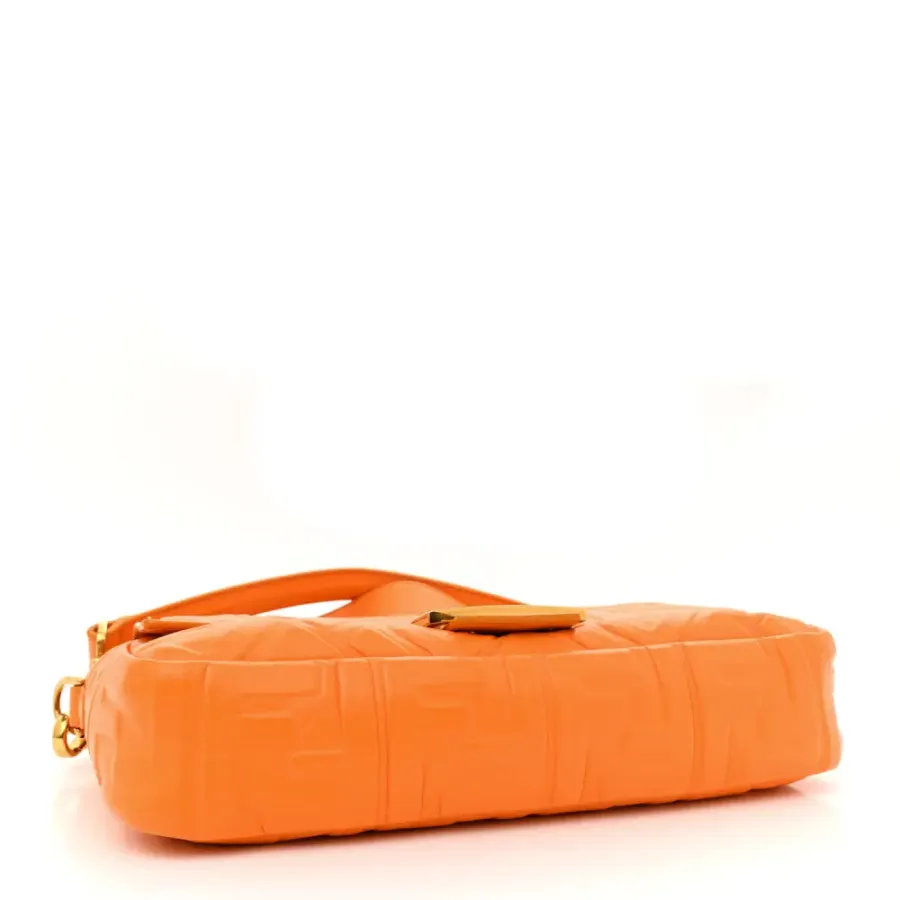 Fendi FF 1974 Embossed Baguette Clementine Nappa Leather Gold Hardware