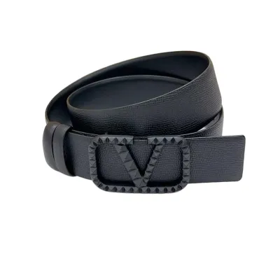 Valentino V Buckle With Rockstud Belt In White/Black/Blue/Brown/Red Calfskin With Black/Gold/Silver Hardware 40mm