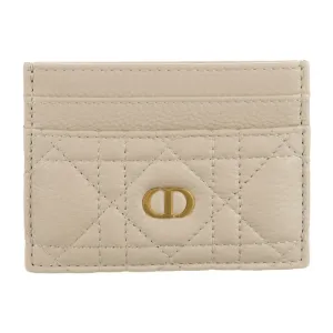 Dior Small Caro Freesia Card Holder Neutrals Calfskin Leather Gold Hardware