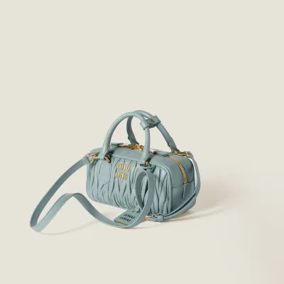 Miu Miu Arcadie matelassé Quilted Lambskin Leather Blue Top-Handle Bags