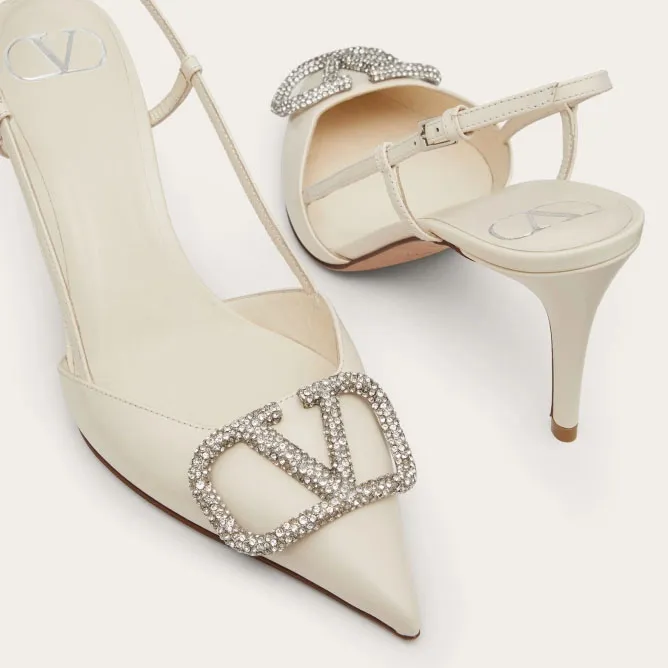 VALENTINO Calfskin heels with back trim (heel height 8cm)