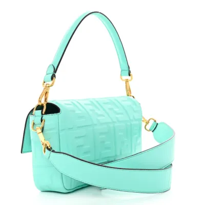 Fendi Petite Peekaboo I SEE U Satchel Fendi (F x T) Nappa Leather FF 1974 Embossed Tiffany Gold Hardware