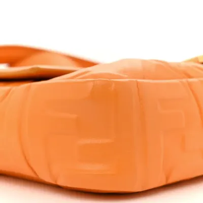 Fendi FF 1974 Embossed Baguette Clementine Nappa Leather Gold Hardware