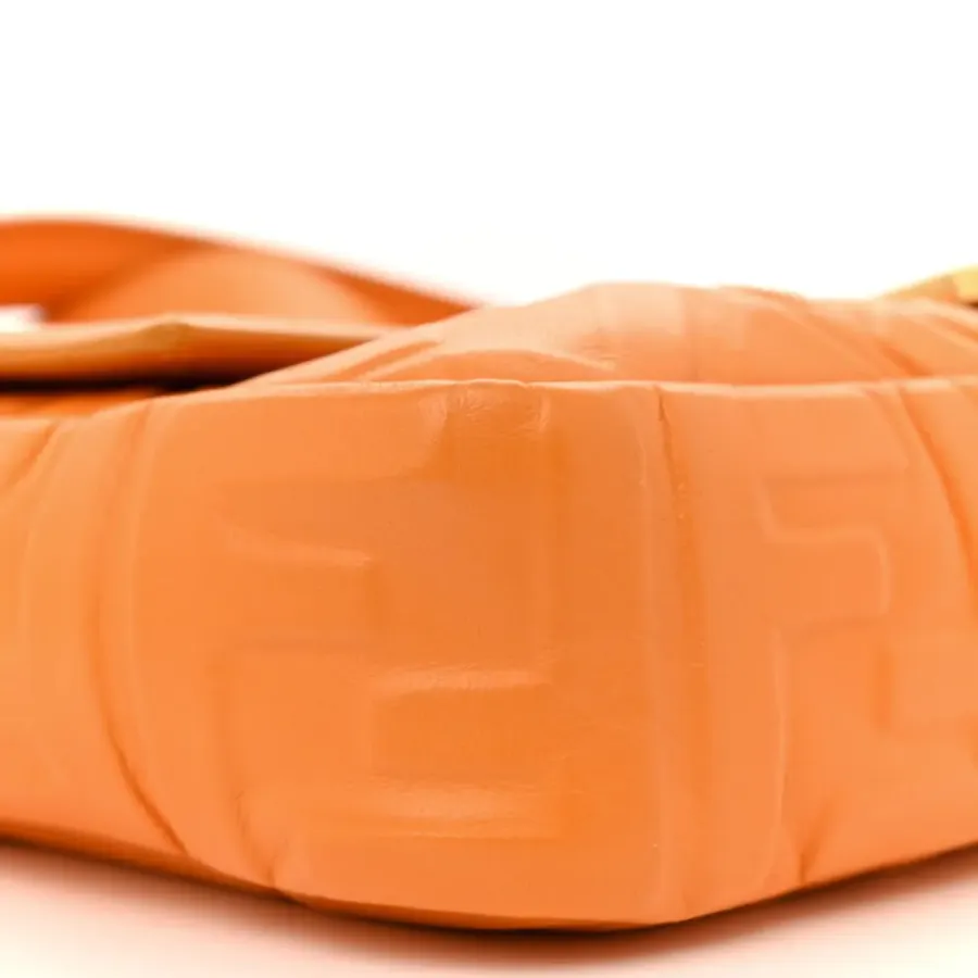 Fendi FF 1974 Embossed Baguette Clementine Nappa Leather Gold Hardware