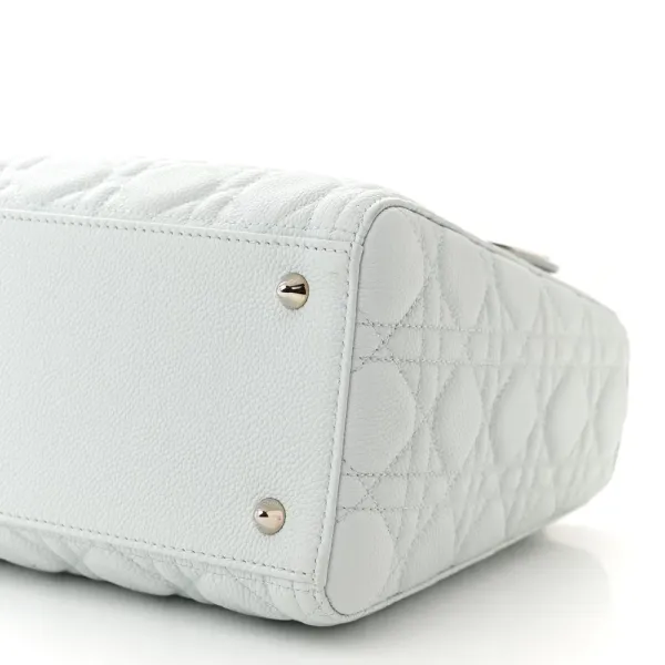 Dior Medium Lady Dior White Grained Cannage Calfskin Leather Silver Hardware - Image 5