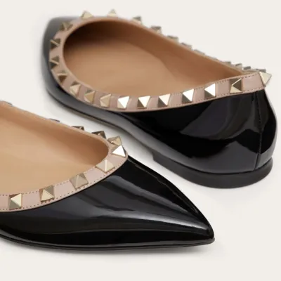 VALENTINO Patent studded Flat Shoes