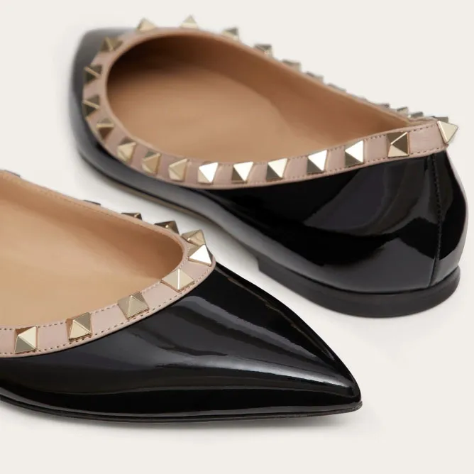 VALENTINO Patent studded Flat Shoes