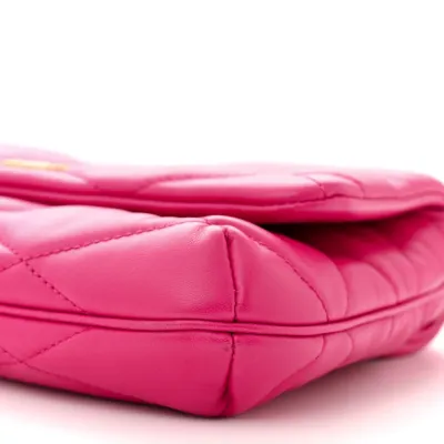 Saint Laurent Medium Le 57 Shoulder Bag Lipstick Fuchsia Diamond Quilted Lambskin Leather Aged Gold Hardware