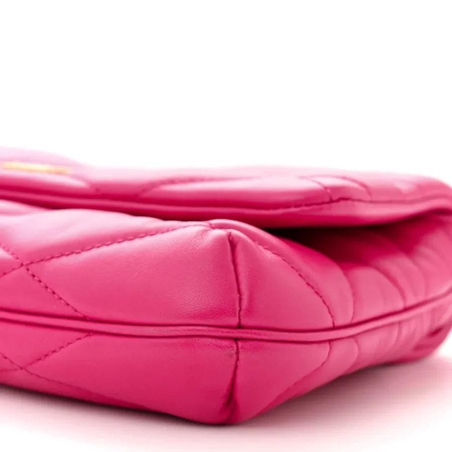 Saint Laurent Medium Le 57 Shoulder Bag Lipstick Fuchsia Diamond Quilted Lambskin Leather Aged Gold Hardware