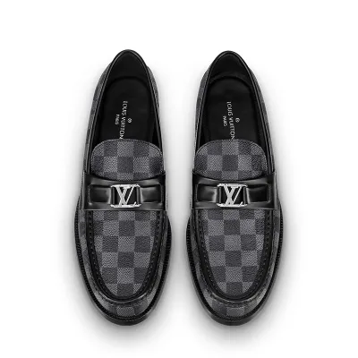 Louis Vuitton men's Grey leather shoes Loafers