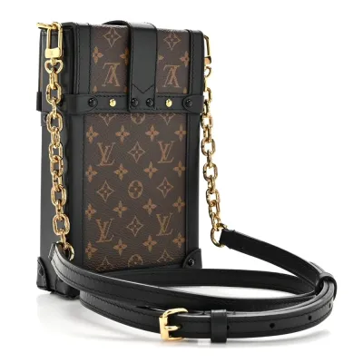 Louis Vuitton Pochette Trunk Verticale Black Monogram Canvas Brass Hardware
