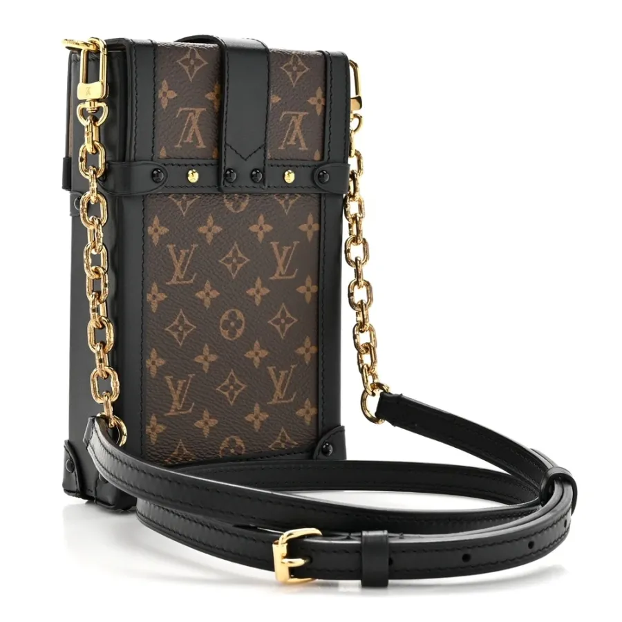 Louis Vuitton Pochette Trunk Verticale Black Monogram Canvas Brass Hardware