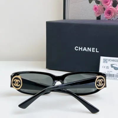 CHANEL square frame glasses black gold color size 56-18-137