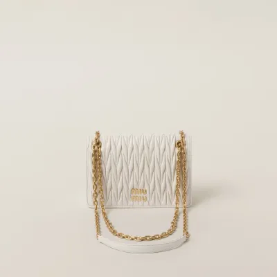 Miu Miu Quilted Lambskin Leather white Shoulder Bags