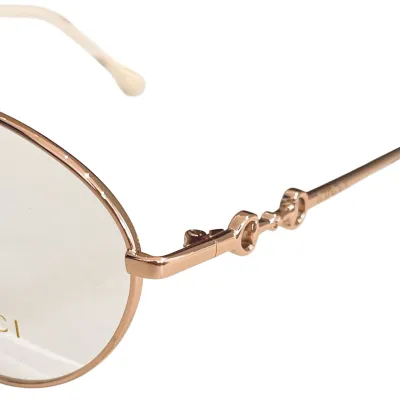 Gucci Round frame glasses rose gold/leopard gold/silver color transparent lens Size 54口18-140
