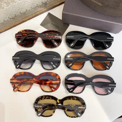 Tom Ford round frame glasses leopard brown/black/orange black/eggplant/leopard blue/yellow leopard/light pink black color Size 62口12-140