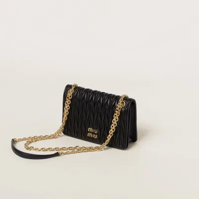 Miu Miu Quilted Lambskin Leather Black Crossbody Bags
