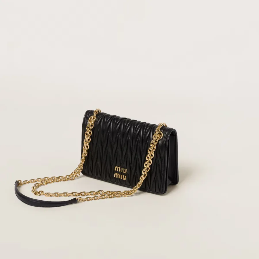 Miu Miu Quilted Lambskin Leather Black Crossbody Bags