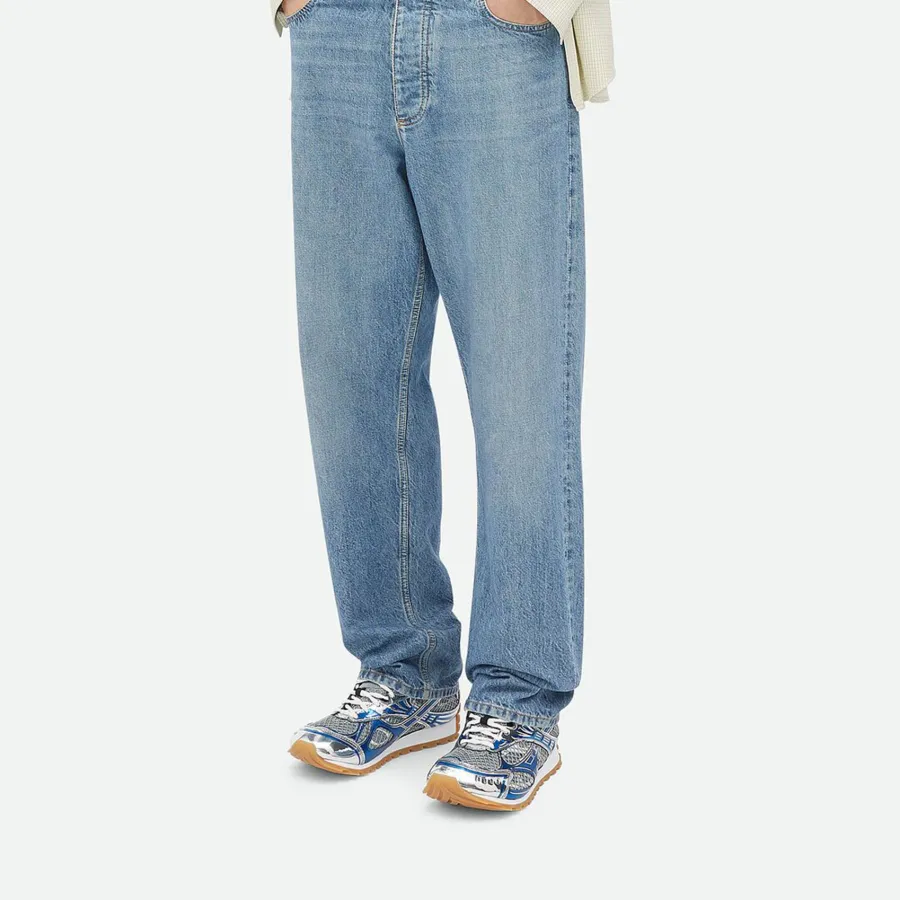 Bottega Veneta Orbit Sneakers In Silver/Blue Technical Fabric And Mesh Lace-Up Sneaker