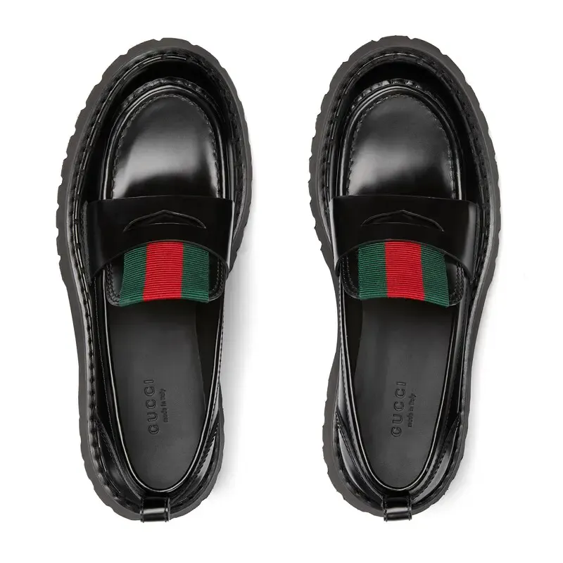 Gucci black webbing loafers