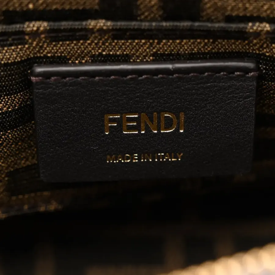 Fendi FF Mini By The Way Top Handle Boston Bag Tortora/Nuvola Denim & King Vitello Leather Gold Hardware
