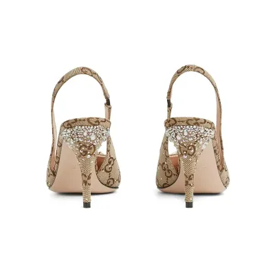 Gucci canvas pointed heels high heels shoes Rear lace up high heels