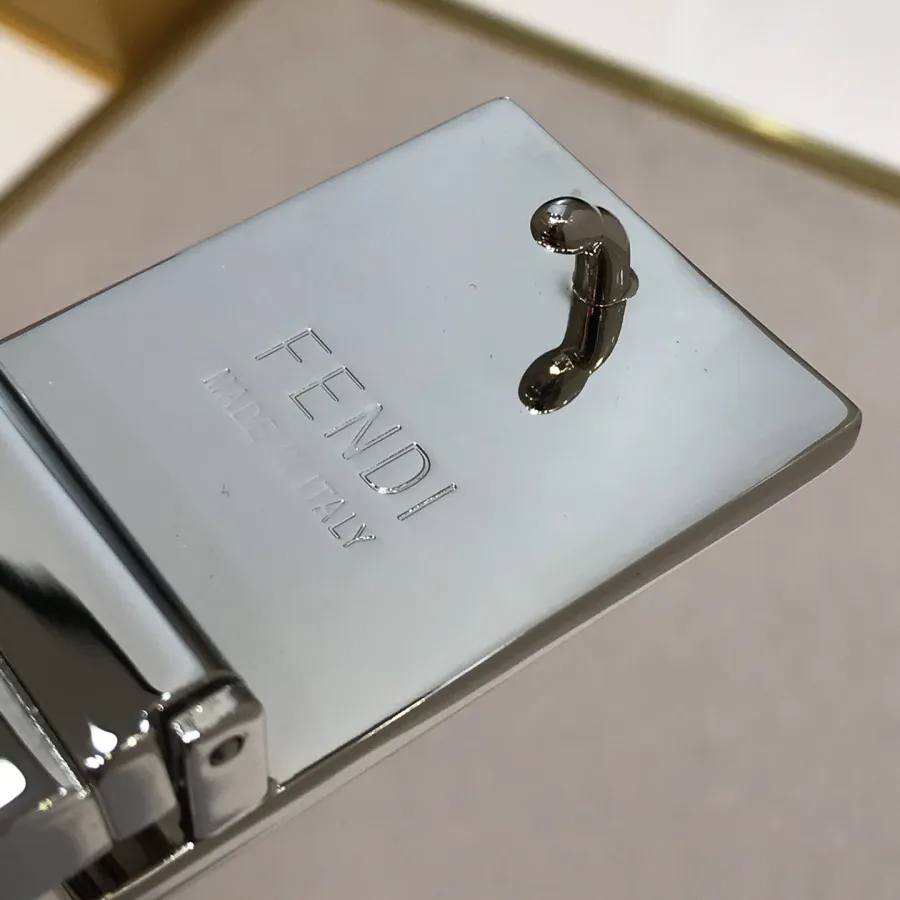 Fendi Men's FF Monster Eyes Reversible Belt In Blue/Black/Yellow Calfskin With Silver Hardware 35mm