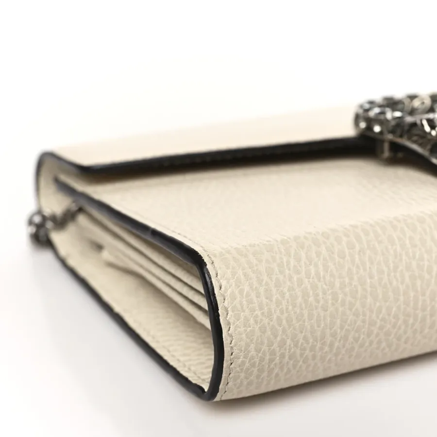Gucci Mini Dionysus Chain Wallet Mystic White Dollar Calfskin Leather Aged Silver Hardware