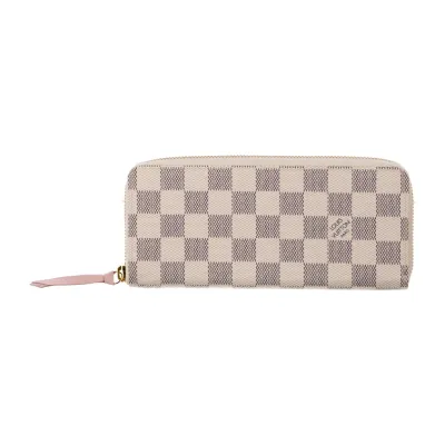 Louis Vuitton Large Clemence Wallet White and Blue Damier Azur Pattern Coated Canvas Brass Hardware
