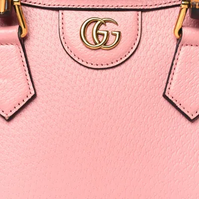 Gucci Mini Diana Tote Bag Wild Rose / Black Textured Calfskin Leather Gold Hardware
