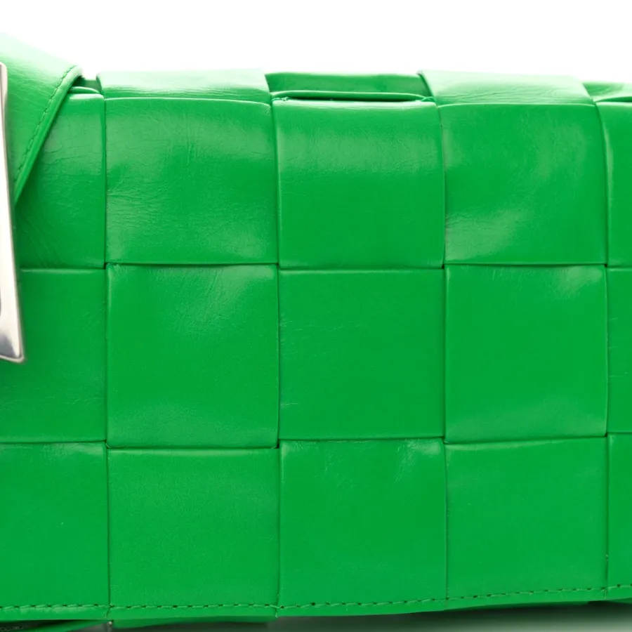 Bottega Veneta Maxi Intrecciato Small Cassette Crossbody Bag Grass Paper Calfskin Leather