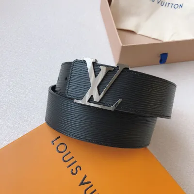 Louis Vuitton Men's Initiales Epi Belt In Black Calfskin With Black/Gold/Silver Hardware 40mm