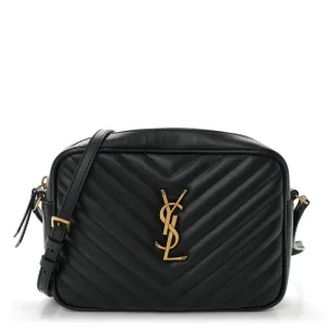 Saint Laurent Medium Lou Camera Bag Black Monogram Calfskin Matelasse Leather Gold Hardware