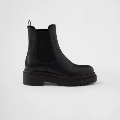 PRADA Black leather Chelsea boots