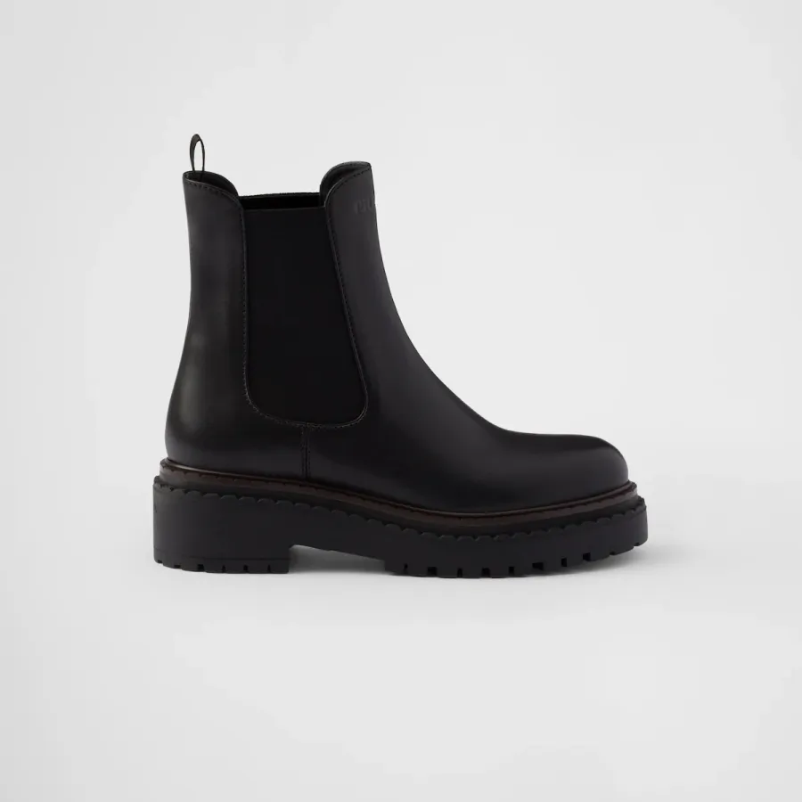 PRADA Black leather Chelsea boots