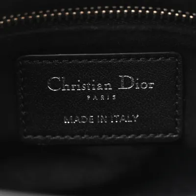 Dior Mini Lady Dior Black Cannage Lambskin Leather Silver Hardware