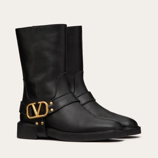 VALENTINO VLOGO SIGNATURE Calf leather ankle boots (heel 3 cm high)