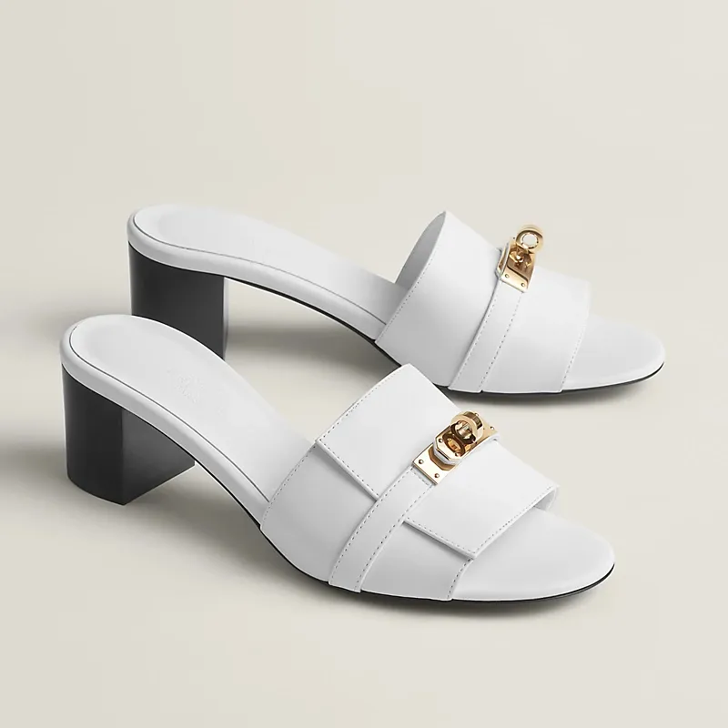 HERMES Gigi High Heels Sandal High-heeled slippers white Slippers