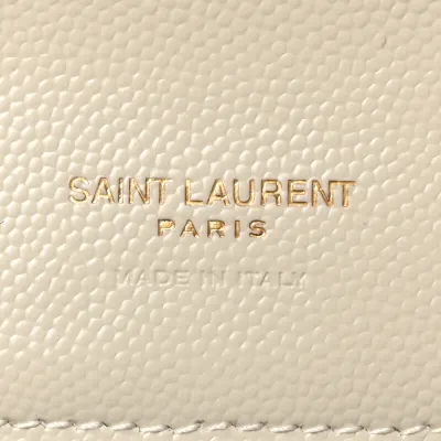 Saint Laurent Medium Envelope Clutch Blanc Vintage Chevron Monogram Grain De Poudre Matelasse Leather Gold Hardware